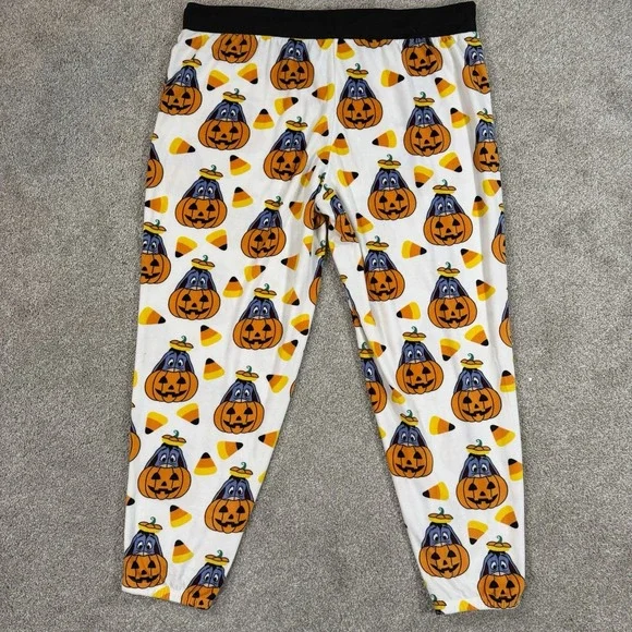 Disney Eeyore Pumpkin Candy Corn Halloween Sleepwear Jogger Pants XL Cozy‎ - Picture 6 of 6